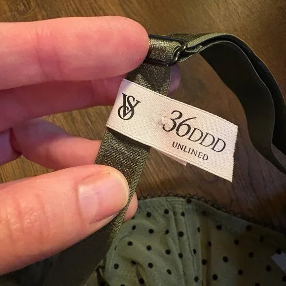 Victoria Secret Unlined Demi Green Polka Dot Mesh Bra - Picture 3 of 5